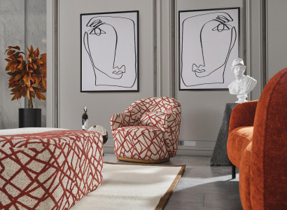 Armchair Wingback Chair Modern Fabric Living Room Polyester Orange Design